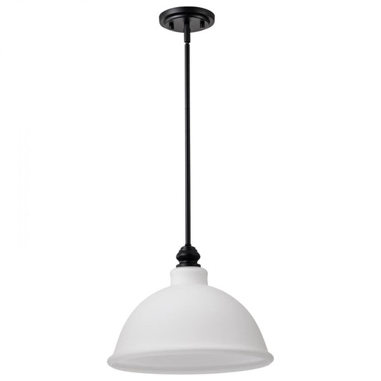 Russel - 14 Inch Pendant - Matte Black with Satin White Glass - Satco 60-8026