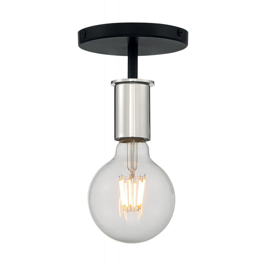 Ryder - 1 Light Semi-Flush with- Black and Polished Nickel Finish - Satco 60-7353