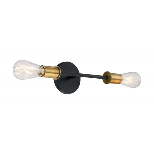 Ryder - 2 Light Vanity with- Black and Brushed Brass Finish - Satco 60-7342