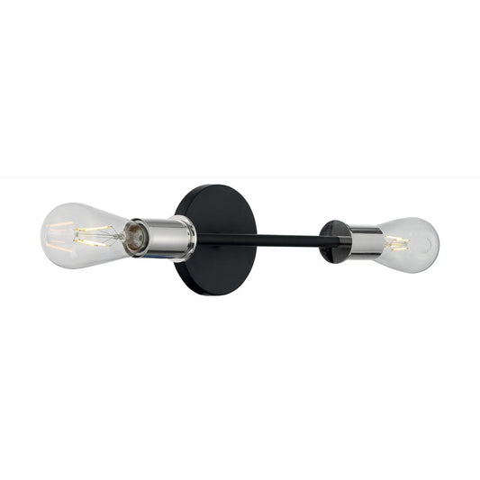 Ryder - 2 Light Vanity with- Black and Polished Nickel Finish - Satco 60-7352