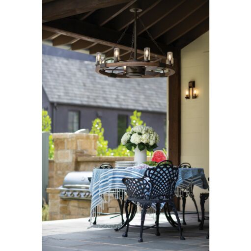 Sawyer 36" with 28" LED Smart Fandelier - Matte White with Weathered Wood Accents by Hinkley Lighting
