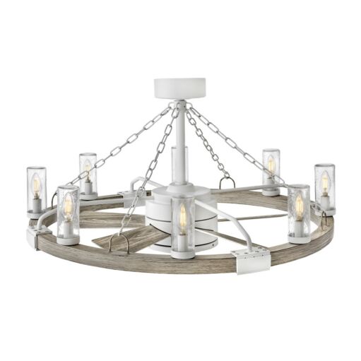 Sawyer 36" with 28" LED Smart Fandelier - Matte White with Weathered Wood Accents by Hinkley Lighting