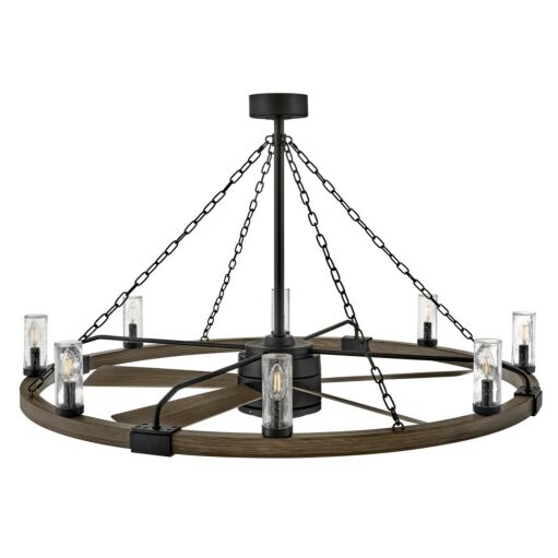 Sawyer 52" LED Smart Fandelier - Matte Black with Driftwood Accents by Hinkley Lighting