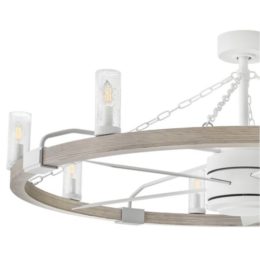Sawyer 52" LED Smart Fandelier - Matte White with Weathered Wood Accents by Hinkley Lighting