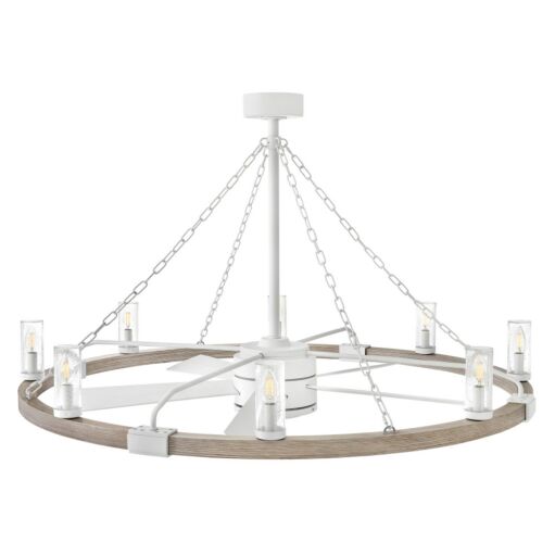 Sawyer 52" LED Smart Fandelier - Matte White with Weathered Wood Accents by Hinkley Lighting