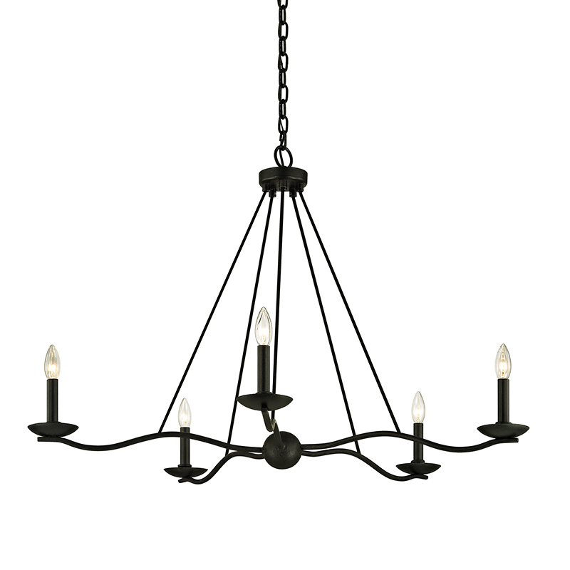 Sawyer Chandelier - 5-Light - Forged Iron - Troy Lighting F6305-FOR