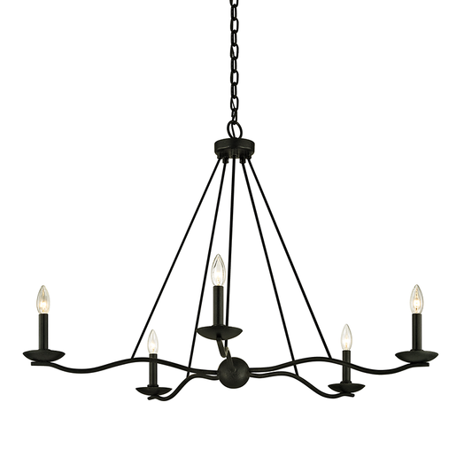 Sawyer Chandelier - 5-Light - Forged Iron - Troy Lighting F6305-FOR
