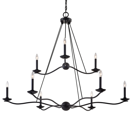 Sawyer Chandelier - 9-Light - Forged Iron - Troy Lighting F6309-FOR