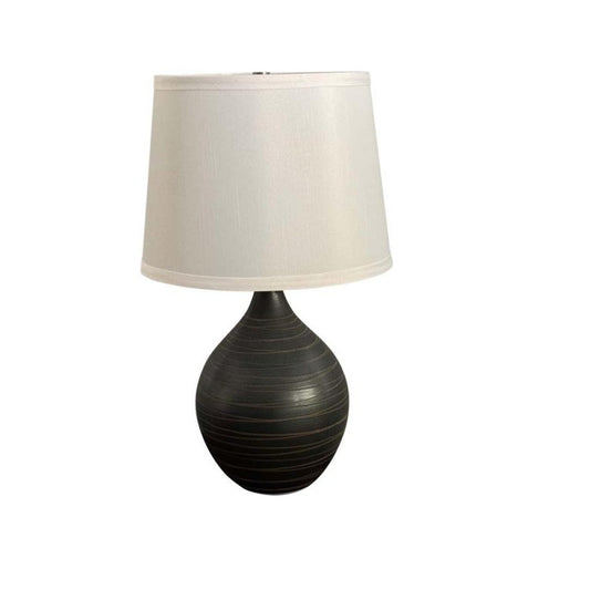 Scatchard Stoneware Table Lamp - GS202-SBM - Scored Black Matte by House of Troy