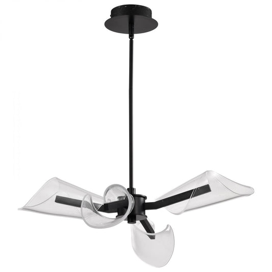 Sedona - 27 Inch 4 Light LED Chandelier - Matte Black - Silk Screened Acrylic Lens - Satco 62-2283