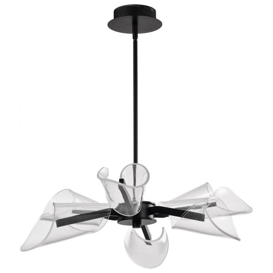 Sedona - 28 Inch 6 Light LED Chandelier - Matte Black - Silk Screened Acrylic Lens - Satco 62-2281