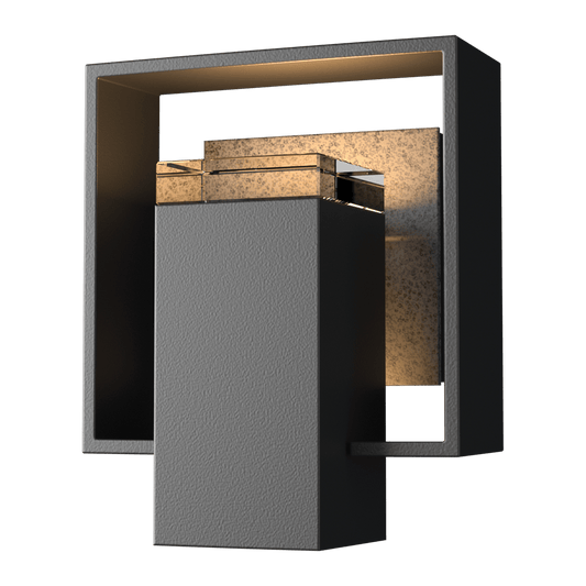 Shadow Box Small Outdoor Sconce - Coastal Black - Natural Iron Accent by Hubbardton Forge