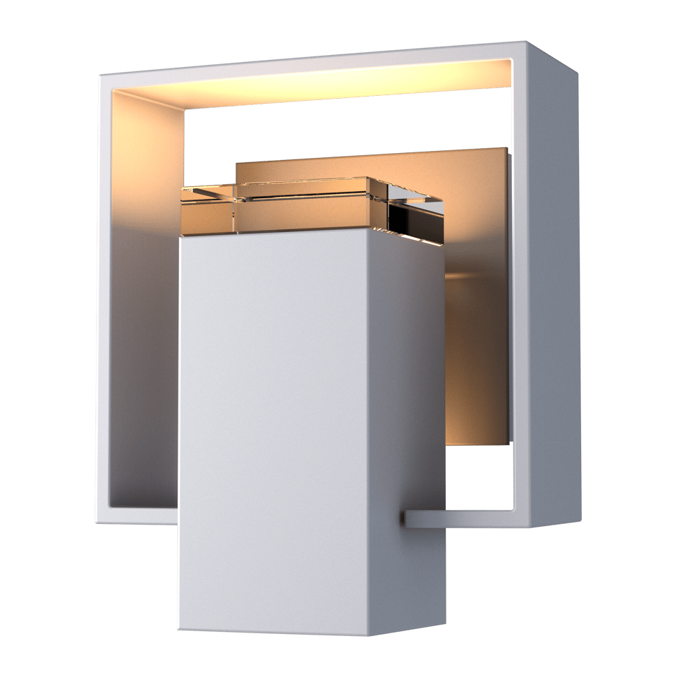 Shadow Box Small Outdoor Sconce - Coastal Burnished Steel - Coastal Dark Smoke Accent by Hubbardton Forge