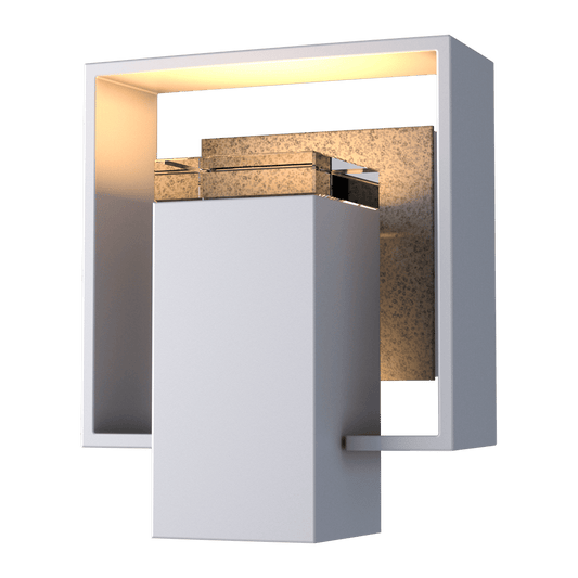 Shadow Box Small Outdoor Sconce - Coastal Burnished Steel - Natural Iron Accent by Hubbardton Forge