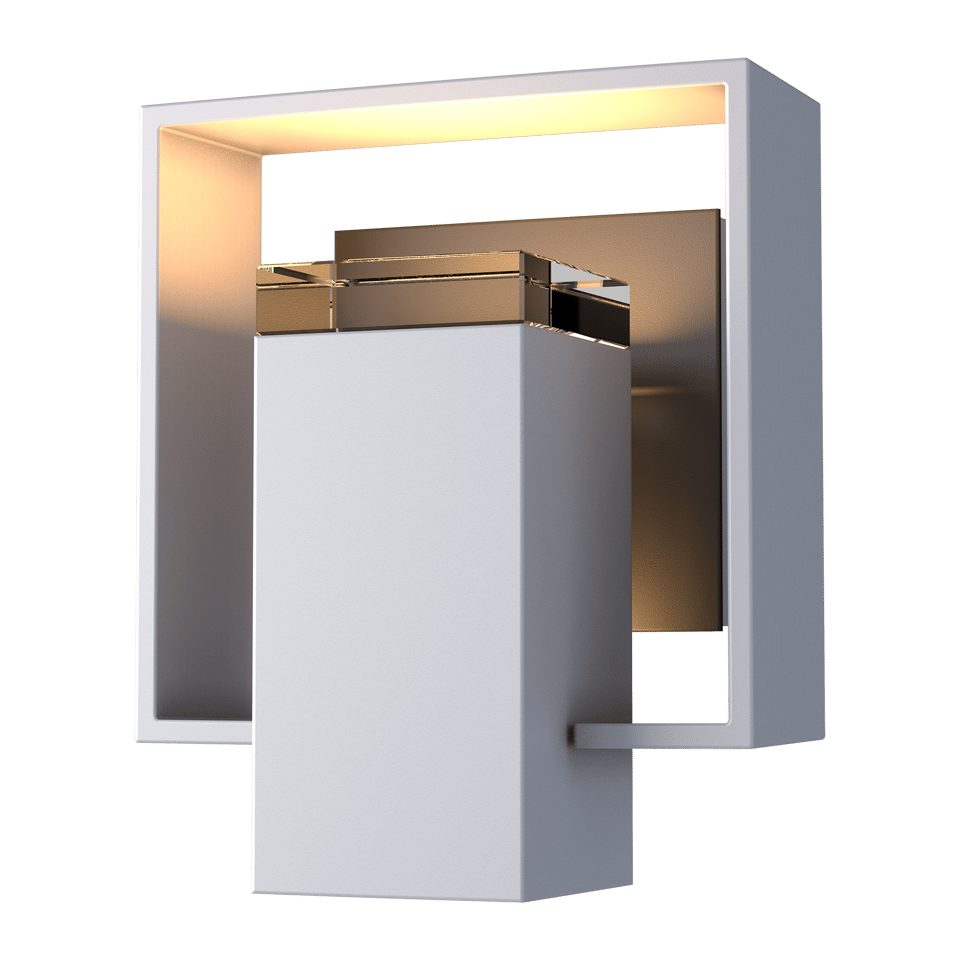 Shadow Box Small Outdoor Sconce - Coastal Burnished Steel - Oil Rubbed Bronze Accent by Hubbardton Forge