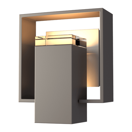 Shadow Box Small Outdoor Sconce - Coastal Dark Smoke - Coastal Burnished Steel Accent by Hubbardton Forge