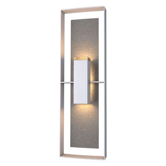Shadow Box Tall Outdoor Sconce - Coastal Burnished Steel - Natural Iron Accent by Hubbardton Forge