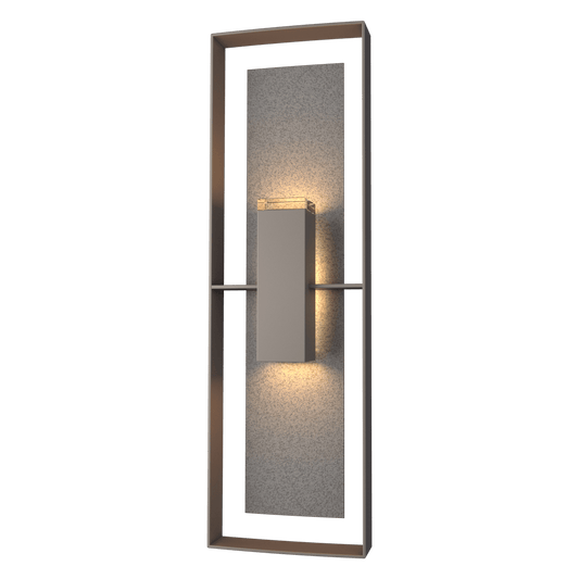 Shadow Box Tall Outdoor Sconce - Coastal Dark Smoke - Natural Iron Accent by Hubbardton Forge