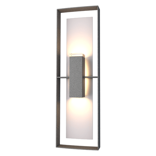 Shadow Box Tall Outdoor Sconce - Natural Iron - Coastal Burnished Steel Accent by Hubbardton Forge