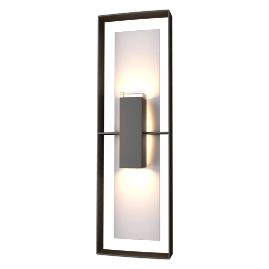 Shadow Box Tall Outdoor Sconce - Oil Rubbed Bronze - Coastal Burnished Steel Accent by Hubbardton Forge