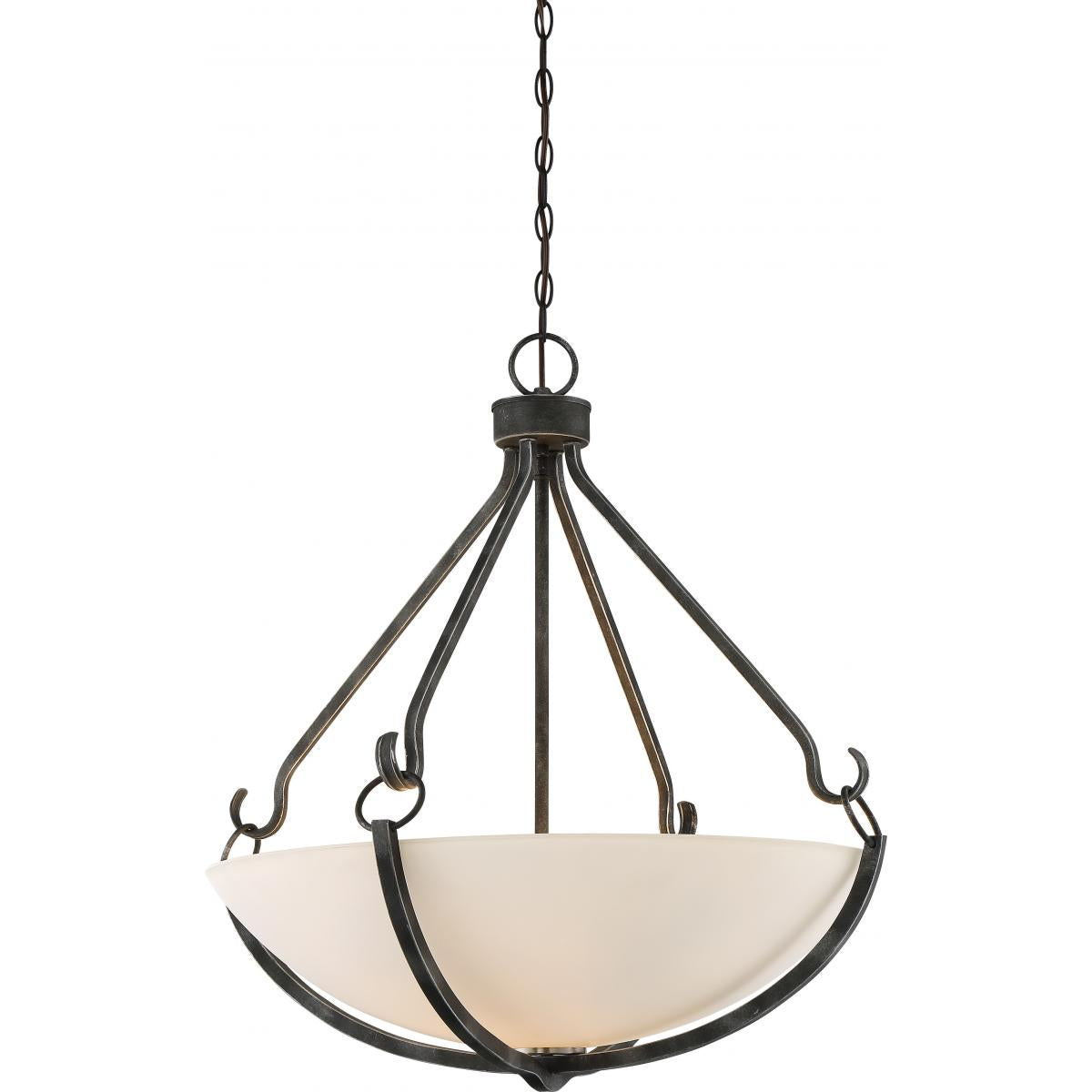 Sherwood - 4 Light Pendant with Frosted Etched Glass - Iron Black Finish with Brushed Nickel Accents - Satco 60-6125