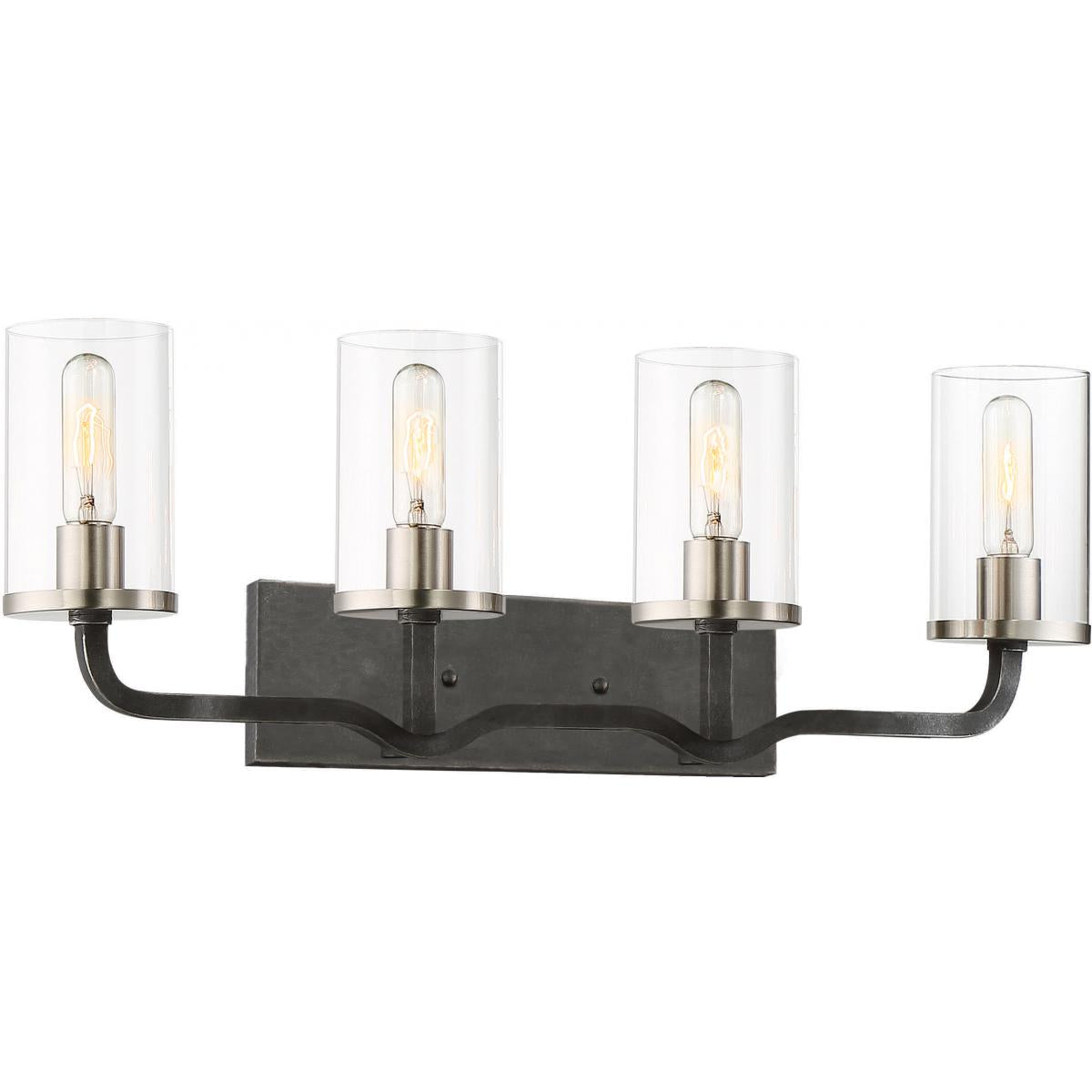 Sherwood - 4 Light Wall Sconce with Clear Glass -Iron Black Finish with Brushed Nickel Accents - Satco 60-6129
