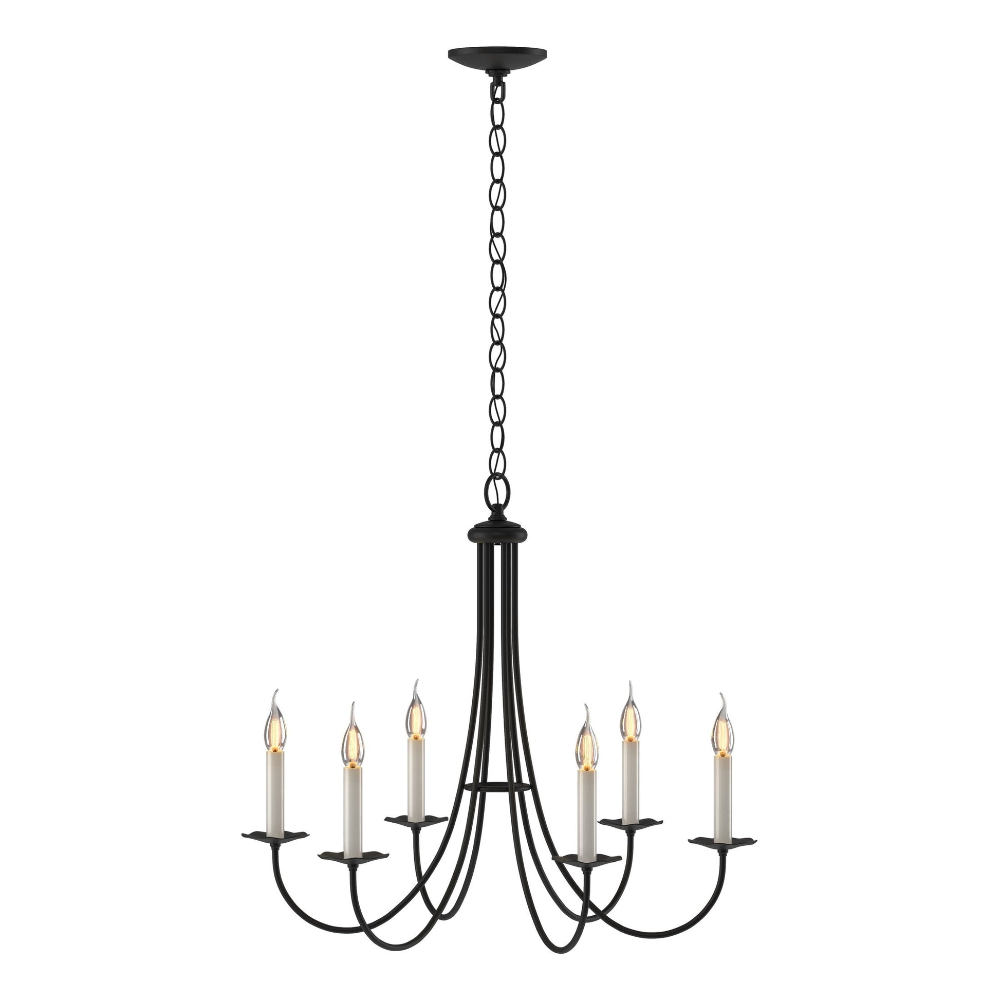 Simple Sweep 6-Arm Chandelier - Black by Hubbardton Forge