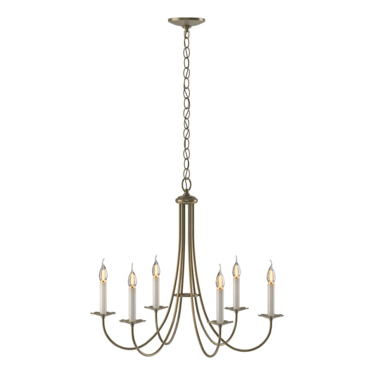 Simple Sweep 6-Arm Chandelier - Soft Gold by Hubbardton Forge