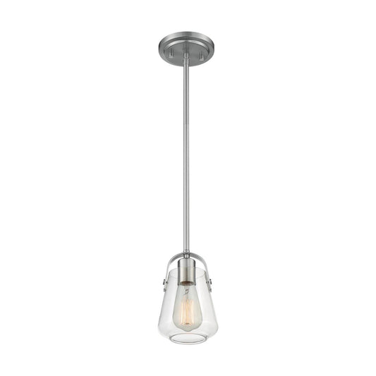 Skybridge - 1 Light Mini Pendant with Clear Glass - Brushed Nickel Finish - Satco 60-7116