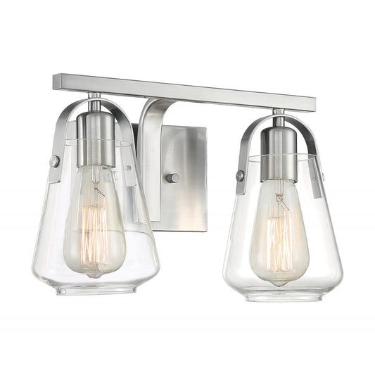 Skybridge - 2 Light Vanity with Clear Glass - Brushed Nickel Finish - Satco 60-7112