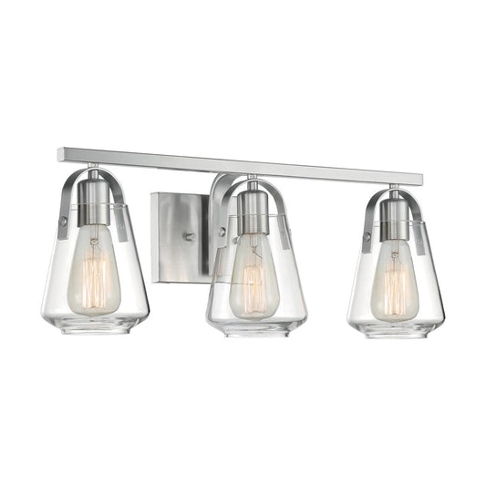 Skybridge - 3 Light Vanity with Clear Glass - Brushed Nickel Finish - Satco 60-7113