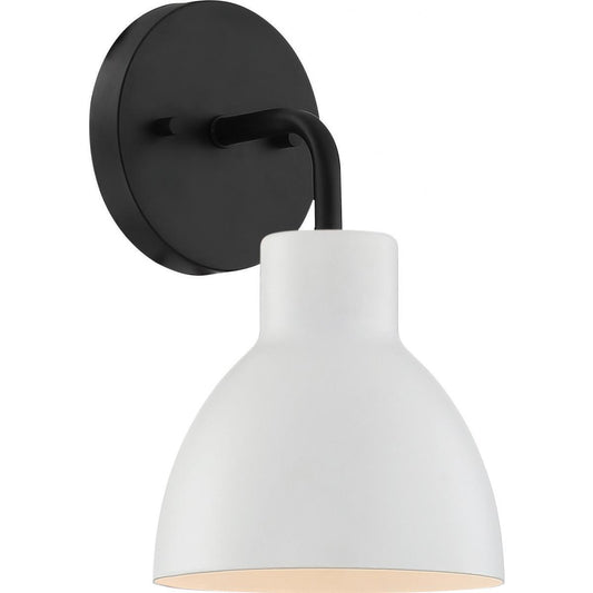 Sloan - 1 Light Vanity - Matte Black Finish with White Shade - Satco 60-6784