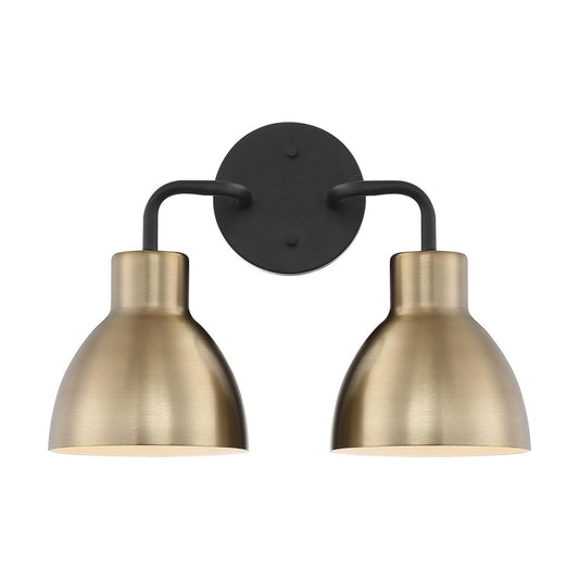 Sloan - 2 Light Vanity - Matte Black and Burnished Brass Finish - Satco 60-6792