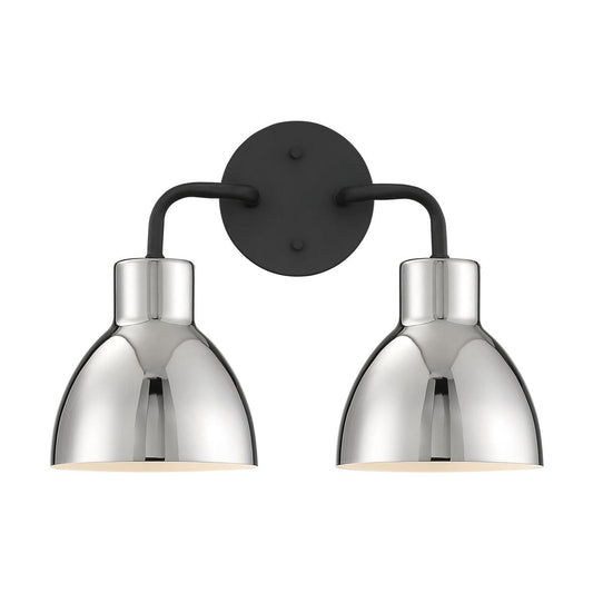 Sloan - 2 Light Vanity- Matte Black and Polished Nickel Finish - Satco 60-6772