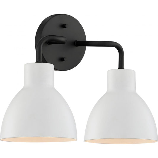 Sloan - 2 Light Vanity - Matte Black Finish with White Shade - Satco 60-6785