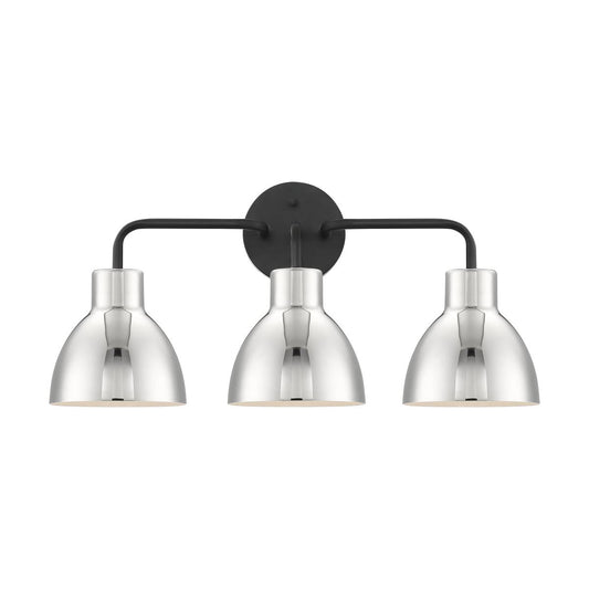 Sloan - 3 Light Vanity- Matte Black and Polished Nickel Finish - Satco 60-6773