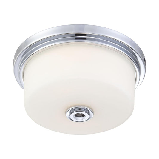 Soho - 2 Light Medium Flush with Satin White Glass - Polished Chrome Finish - Satco 60-4591