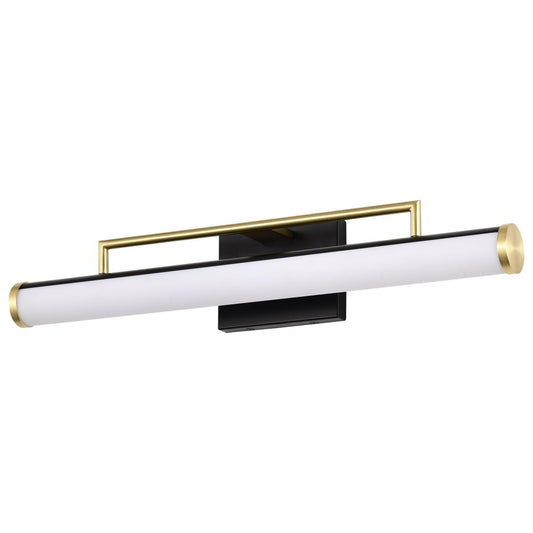 Solano Medium Vanity - LED - Black and Brushed Brass Finish - White Acrylic Lens - Satco 62-1538