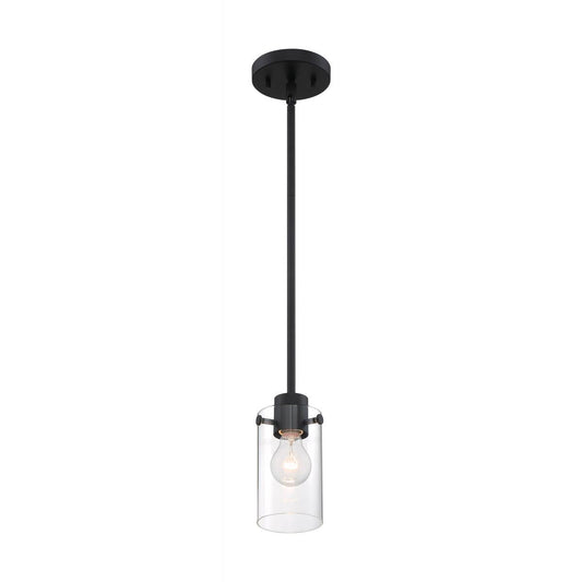 Sommerset - 1 Light Mini Pendant with Clear Glass - Matte Black Finish - Satco 60-7270