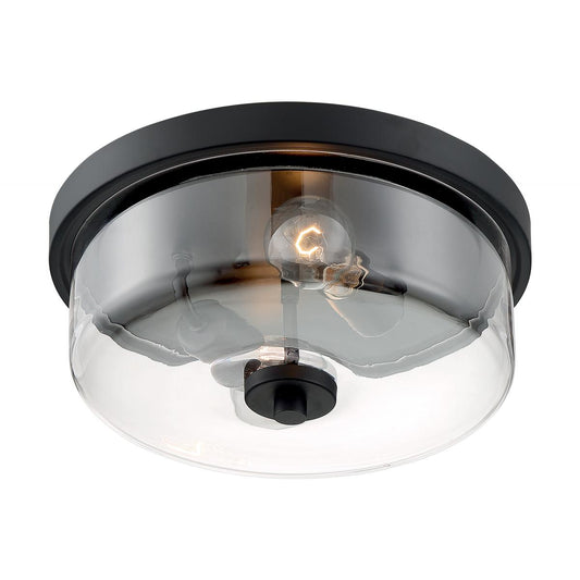 Sommerset - 2 Light Flush Mount with Clear Glass - Matte Black Finish - Satco 60-7268