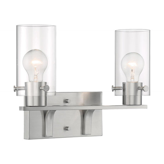 Sommerset - 2 Light Vanity with Clear Glass - Brushed Nickel Finish - Satco 60-7172