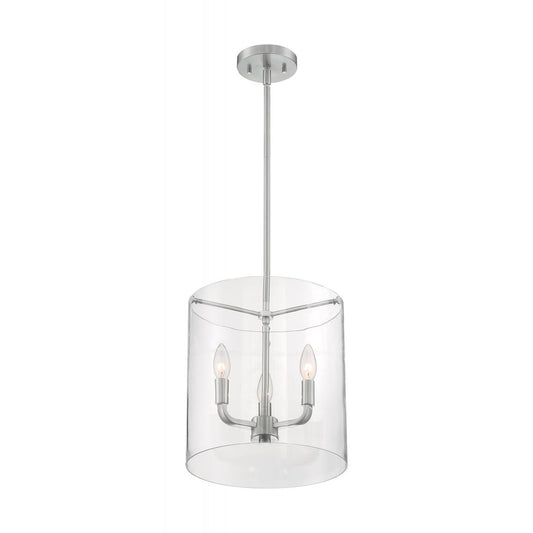 Sommerset - 3 Light Pendant with Clear Glass - Brushed Nickel Finish - Satco 60-7177