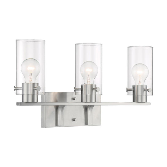 Sommerset - 3 Light Vanity with Clear Glass - Brushed Nickel Finish - Satco 60-7173
