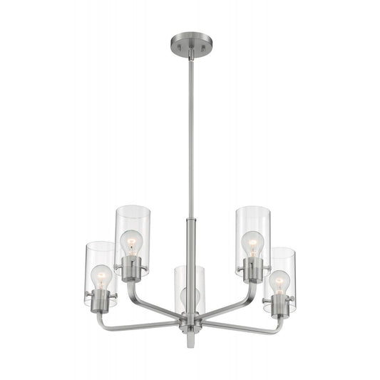 Sommerset - 5 Light Chandelier with Clear Glass - Brushed Nickel Finish - Satco 60-7175