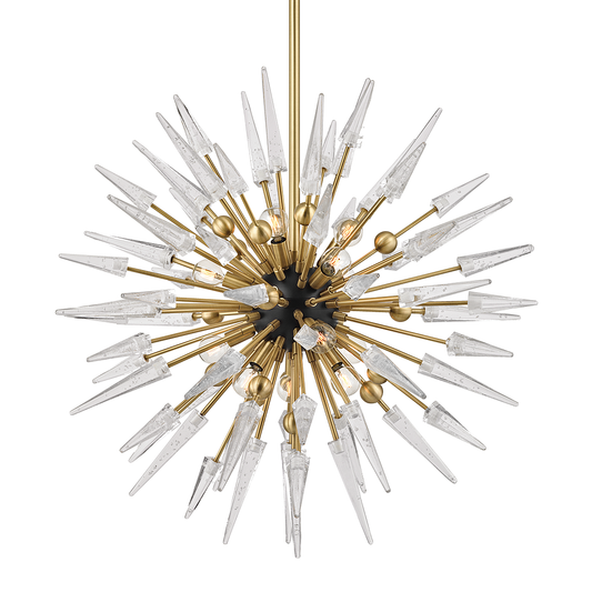 Sparta Chandelier - 12-Light - Clear Glass - Aged Brass by Hudson Valley Lighting