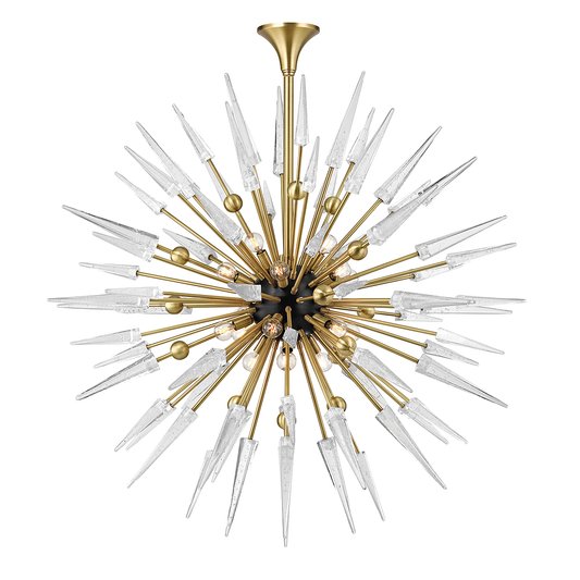 Sparta Chandelier - 18-Light - Clear Glass - Aged Brass by Hudson Valley Lighting