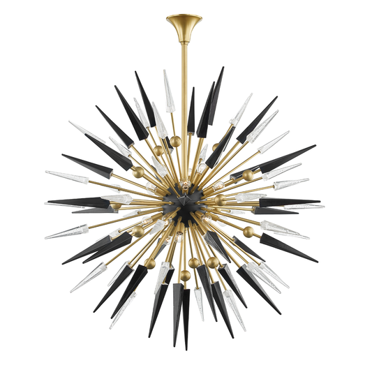 Sparta Chandelier - 18-Light - Clear/Black Glass - Aged Brass by Hudson Valley Lighting
