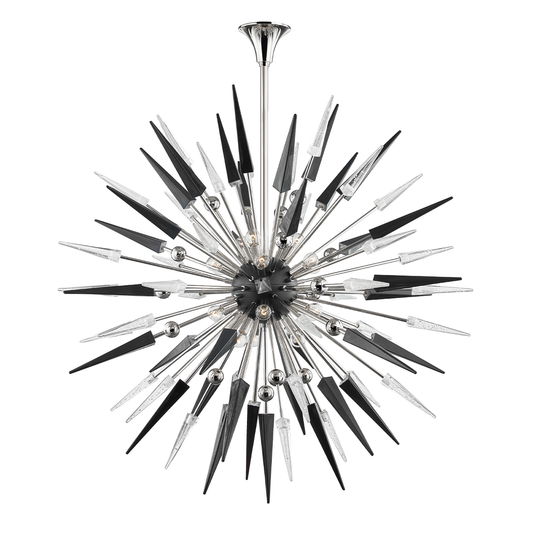 Sparta Chandelier - 18-Light - Clear/Black Glass - Polished Nickel by Hudson Valley Lighting