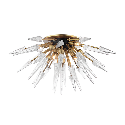 Sparta Semi Flush - Clear Glass - Aged Brass by Hudson Valley Lighting
