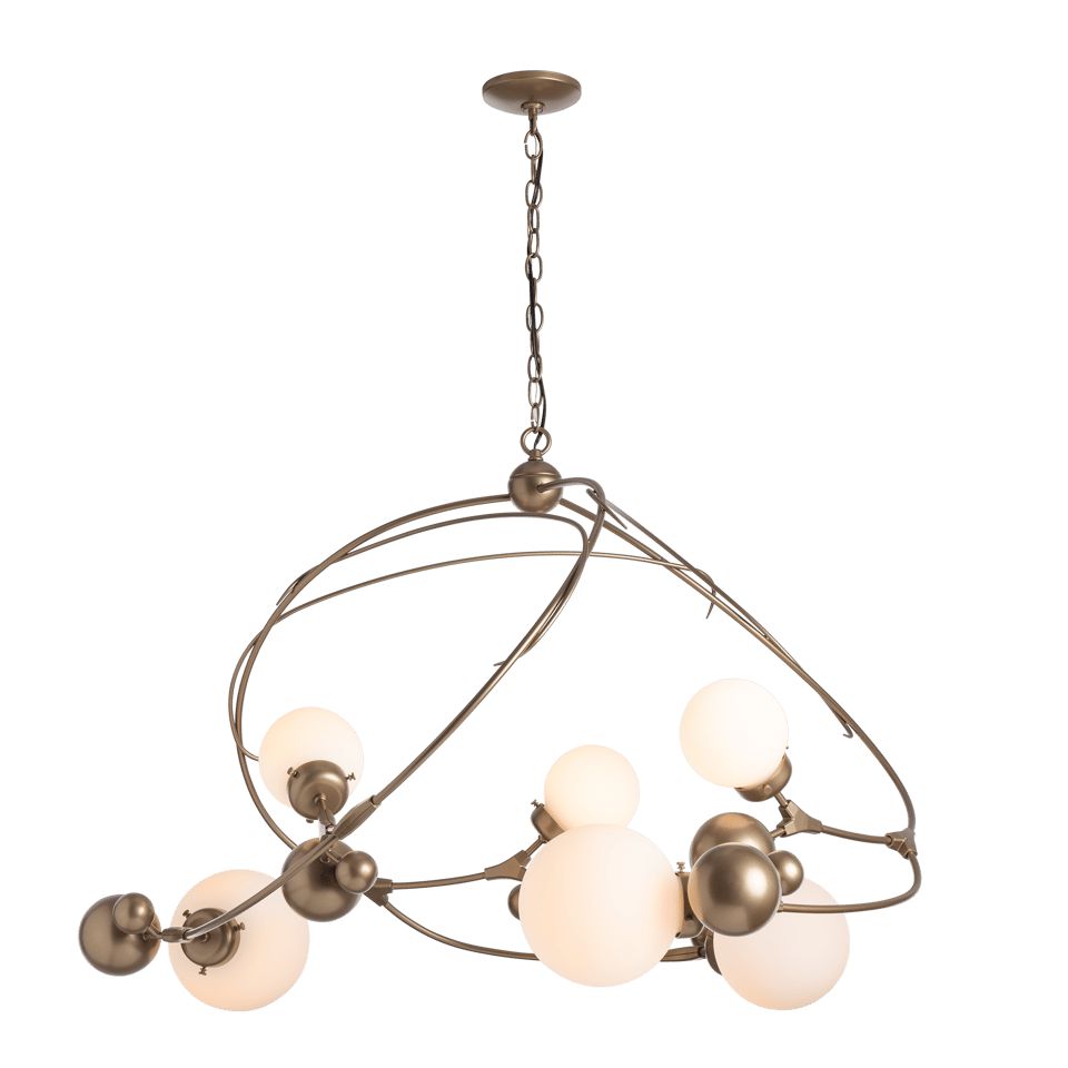 Sprig Circular Pendant - Soft Gold - Opal Glass by Hubbardton Forge